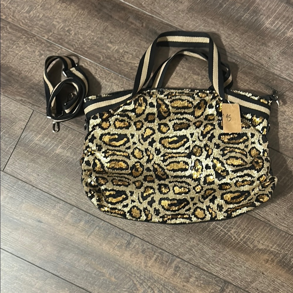 Leopard Print Sequin Tote Bag